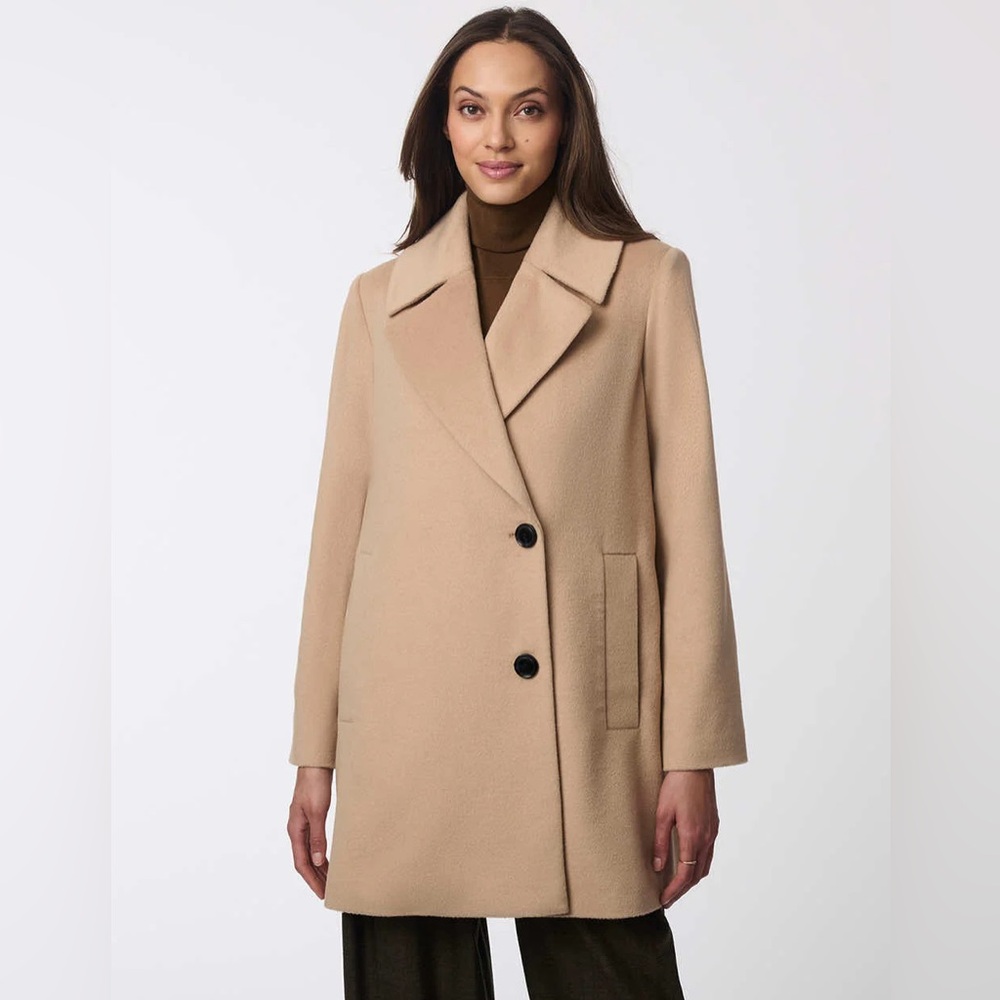 Bernardo Grand Sleek Wool Coat‎ Caramel Tan Size Medium